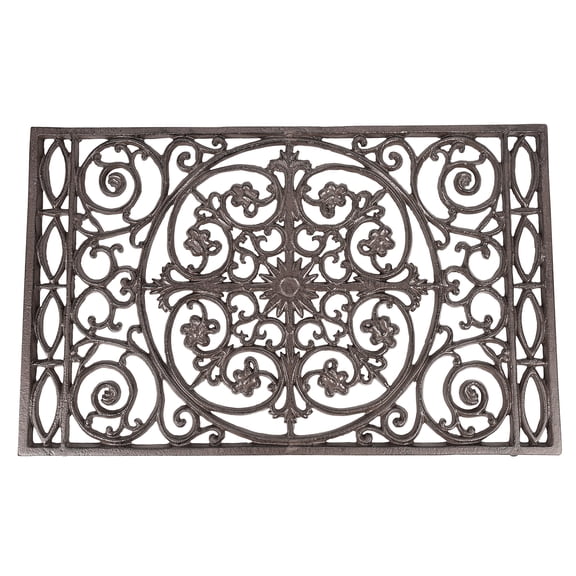 Sungmor Heavy Duty Cast Iron Doormat,Vintage Europe Style Design,27.8 Inch Rectangle Front Doormat,Non-Slip Outside Mat Shoe Scraper,Decorative Entrance Mat