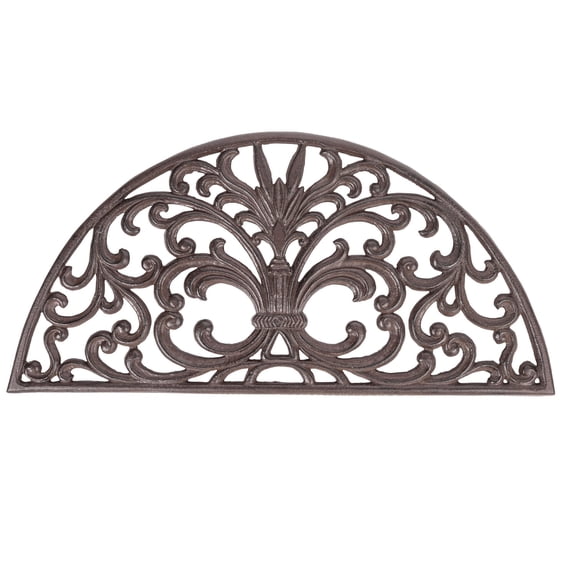 Sungmor Heavy Duty Cast Iron Doormat,Vintage Vine Style Design,27.2 Inch Semicircle Front Doormat,Non-Slip Outside Mat Shoe Scraper,Decorative Entrance Mat