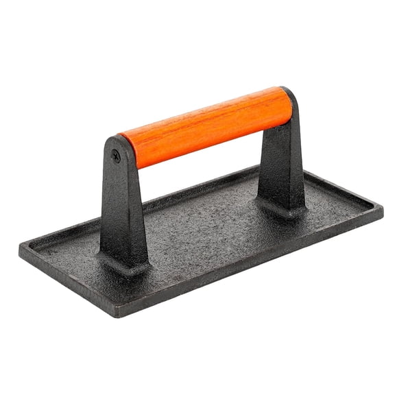 Sungmor Cast Iron Grill Press, 8.7" x 4.3" Rectangle Burger Press Bacon Smasher with Wood Handle