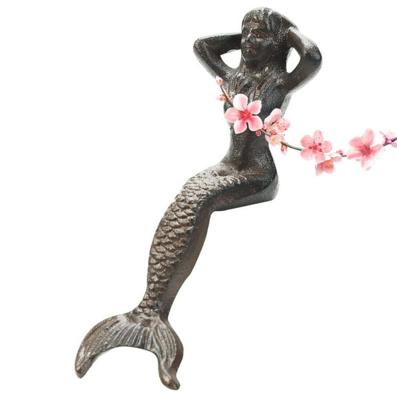 Sungmor Cast Iron Garden Mermaid Statue, 26CM Tall Landscaping Figure Ornament, Sculpture for Decorate Swimming Pool, Pond, Planter Stands, Book Shelf, Corner Table