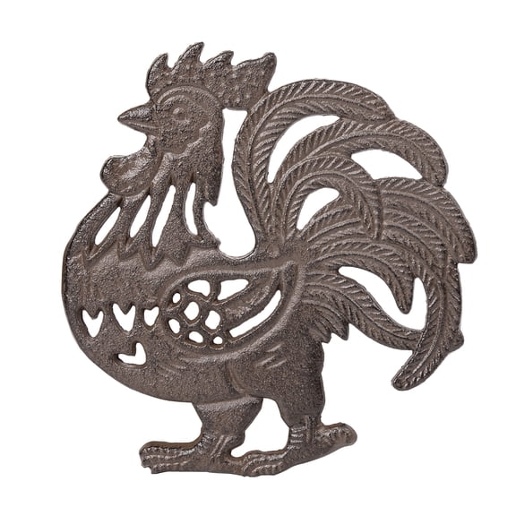 Sungmor Heavy Duty Cast Iron Rooster Trivet,Decorative Heat Insulation Pad for Kitchen or Dining Table,7.9"x7.5" with Vintage Brown Finish