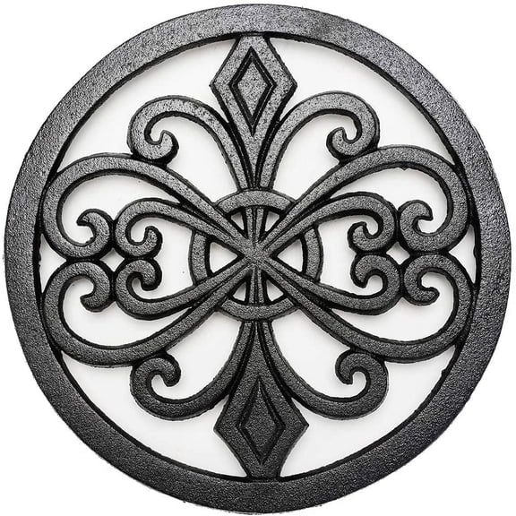 Sungmor Cast Iron Trivet Kitchen Black Round Rack for Hot Pans,Pots,Teapot, 1 Count, 7.9" Holder