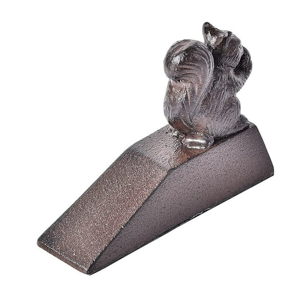 Sungmor Heavy Duty Cast Iron Squirrel Door Stops | Decorative Cute Animal Statue Metal Door Stopper Wedge with Non-Slip Mat | Solid & Antique Style Windproof Door Holder for Patio Garden Farmhouse