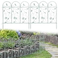 thumbnail image 1 of Sungmor Rustic Garden Edging Border, Wrought Iron Picket Fence Panels Decorative Landscape, Green, 4-Piece, 1 of 8