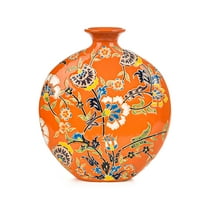 Sungmor High-Class Enamel Painted Porcelain Vase, Traditional Hand-Carved Overglaze Color Ceramic Vase for Fresh Flowers Dried Plants Arrangement, Decorative Vase for Centerpieces, Shelf, Living Room