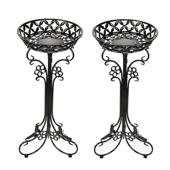 Sungmor Lightweight Metal Flower Pot Stands - 2 Pack 29.7 Inches Tall Black Plant Stand - Rustproof Potted Plant Holder Container Support - Indoor & Outdoor Elegant Corner Decorative Display Rack