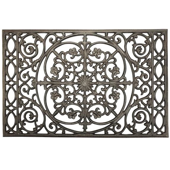 Sungmor Rectangle Cast Iron Doormat, 22" X 14.4", Non-Slip Front Door Mat Shoe Scraper, Vintage Rustic Style Decoration for Home Garden Patio