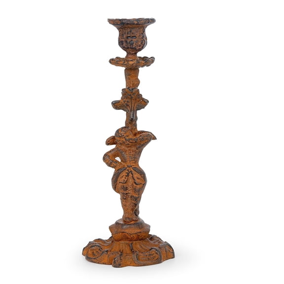 Sungmor Vintage Cast Iron Candle Holder, 10.2" Tall Rustic Duke Figurine Candlestick - Decorative Taper Candle Stand for Home, Tabletop, Mantel Display - Gothic, Medieval, or Farmhouse Decor