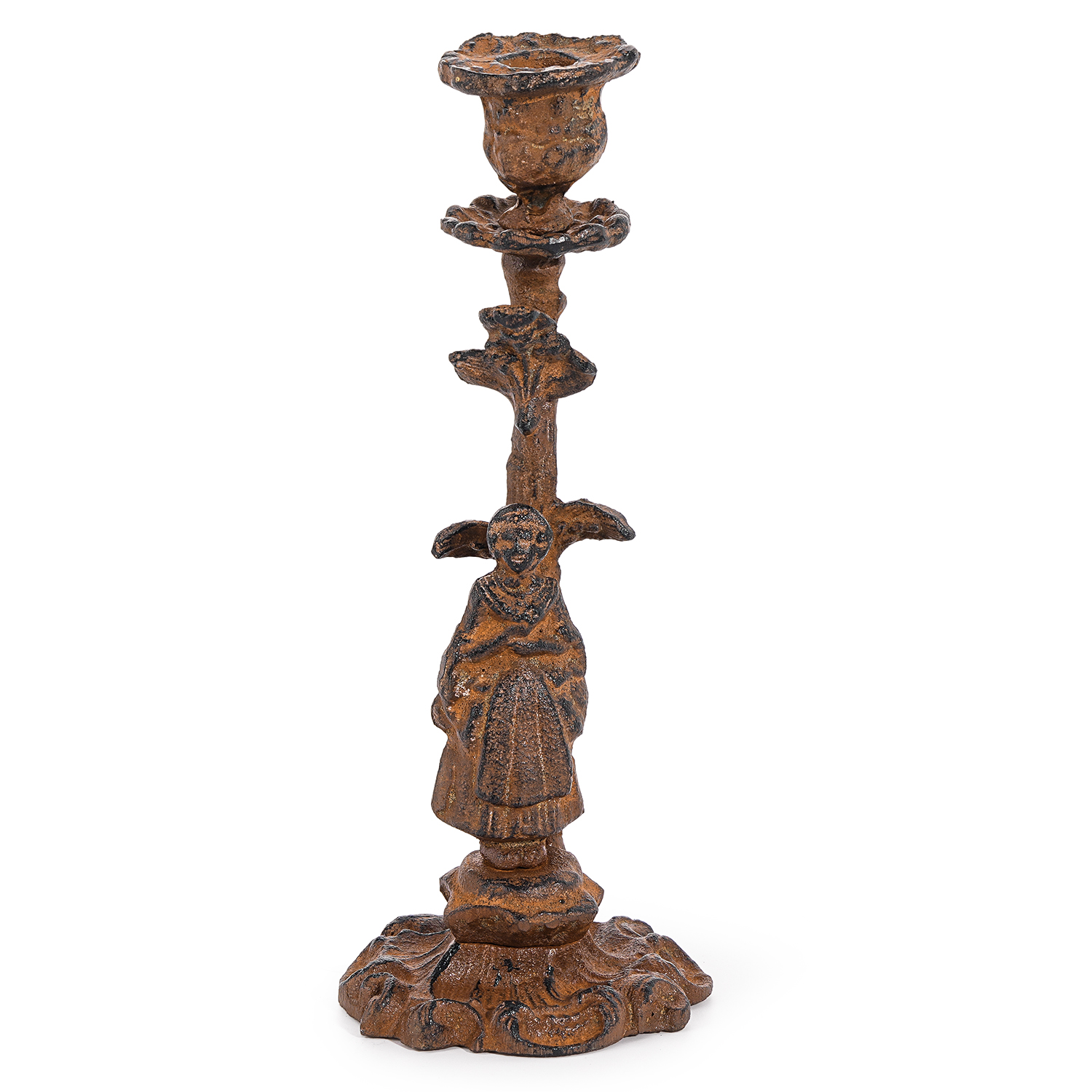 Sungmor Vintage Cast Iron Candle Holder, 10.2" Tall Rustic Noblewoman
