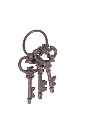 Vintage Cast Iron Decorative Skeleton Keys - Set of 3 Rustic Farmhouse Wall Art,Antique Brown Hanging Key Set for Garden, Home Wall Display