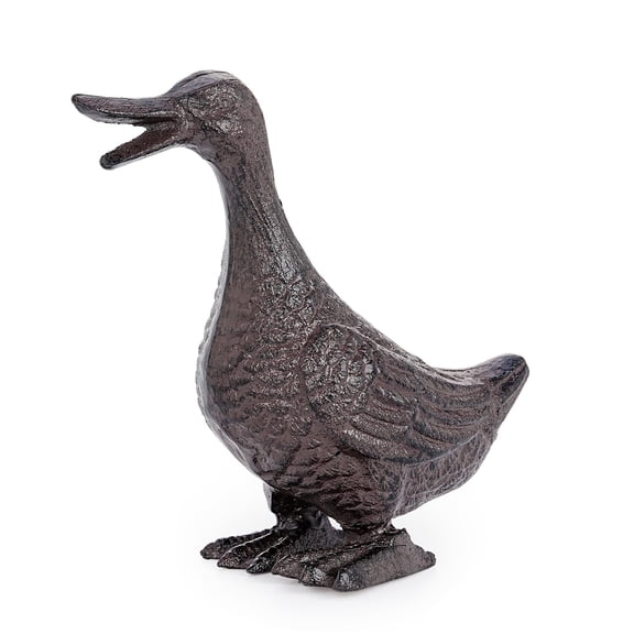 Sungmor Vintage Cast Iron Duck Garden Statue - 6.7" Tall Heavy Duty Outdoor Duckling Figurine, Rustic Animal Sculpture for Lawn, Patio, Yard - Antique Brown Finish, Farmhouse Home Decoration