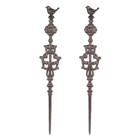 Sungmor Vintage Cast Iron Garden Stake with Bird Topper,33.5" Tall Rustic Ornamental Plant Support Stake for Yard, Patio, Flower Bed, Farmhouse Garden Decor, Dark Brown Finish