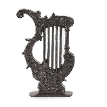 Sungmor Vintage Cast Iron Lyre Figurine, Decorative Harp Sculpture for Shelf, Mantel, or Desk - Classic Greek Decor Accent for Home or Office - Antique Style Table Ornament, Bookend, or Doorstop