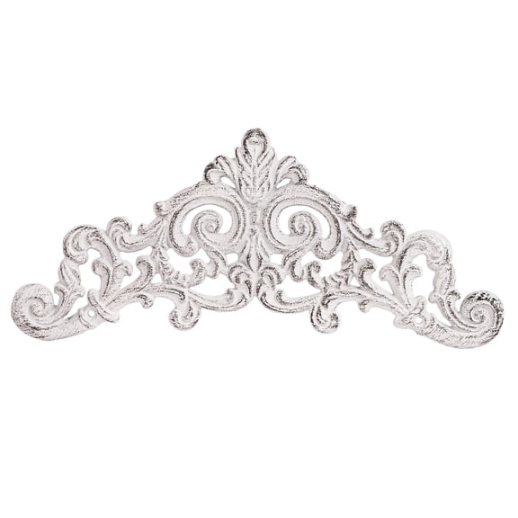 Sungmor Vintage Cast Iron Wall Decor - Ornate Swirl and Scrollwork Design Metal Plaque for Home & Garden Decor - Door, Wall, Furniture and Fireplace Mantel - Antique White Finish