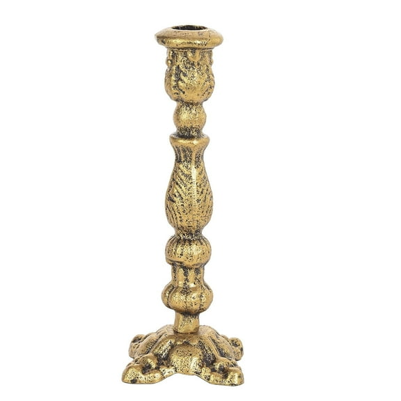 Sungmor Vintage Gold Cast Iron Candle Holder, 8.7" Tall Decorative Rustic Taper Candle Stand, Heavy Antique-Style Candlestick for Table Centerpiece, Fireplace Mantel, or Farmhouse Home Decor