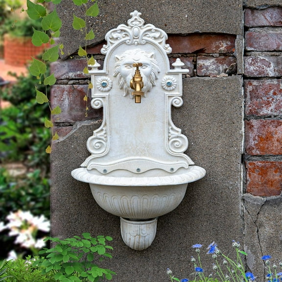 Sungmor Wall Mounted Outdoor Garden Sink, Heavy-duty Cast Iron Decorative Mountable Outdoor Faucet Washing Basin for Patio Garden Backyard Porch, Hand Wash Basin for Outdoor Events, Worksites