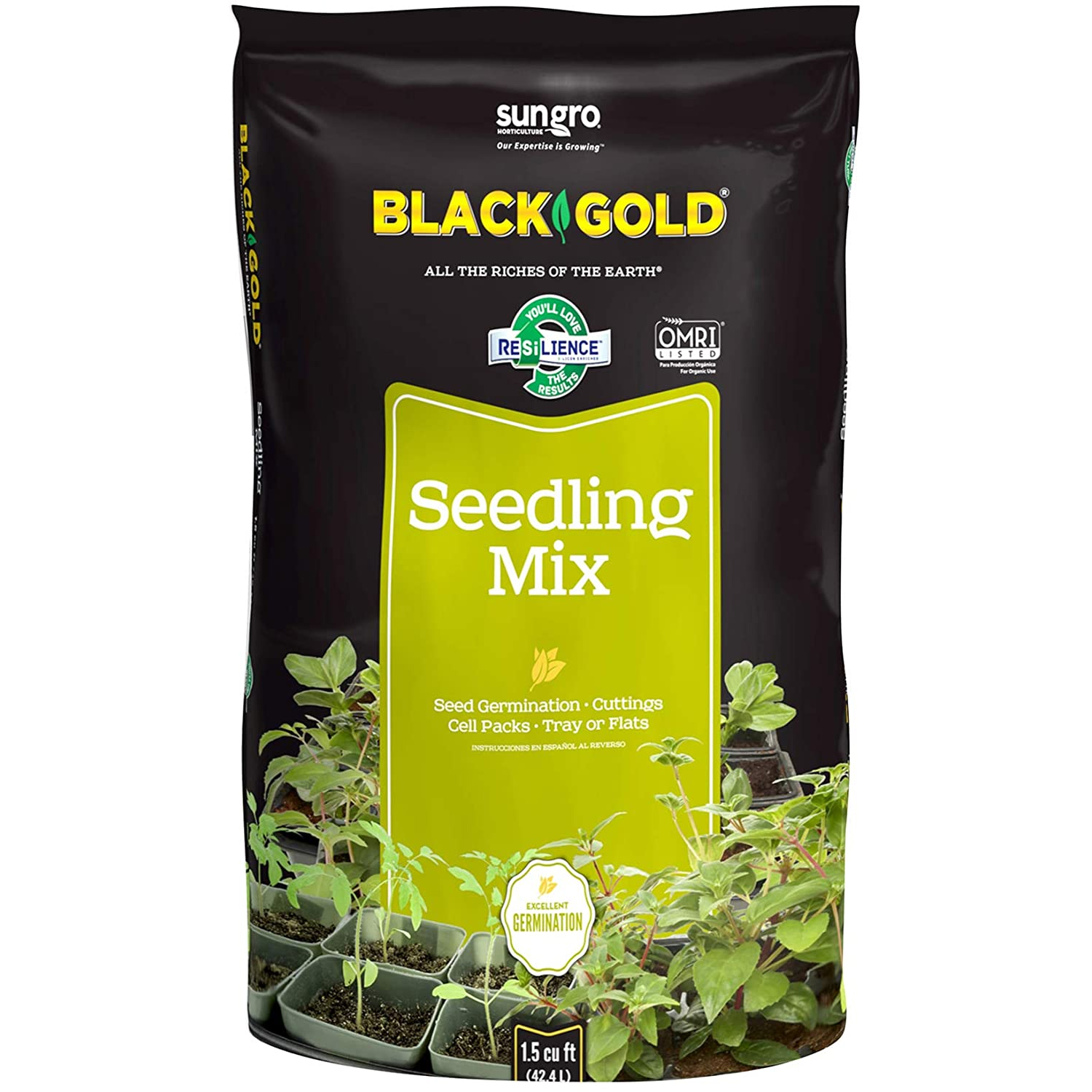 Sungro Black Gold Seedling Mix with RESiLIENCE, 1.5 CF Soil Mix - image 1 of 2