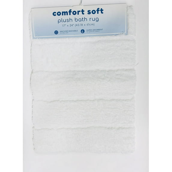Sunham Comfort Soft Heavenly Touch Bath Rug, White 17" x 24" - NEW