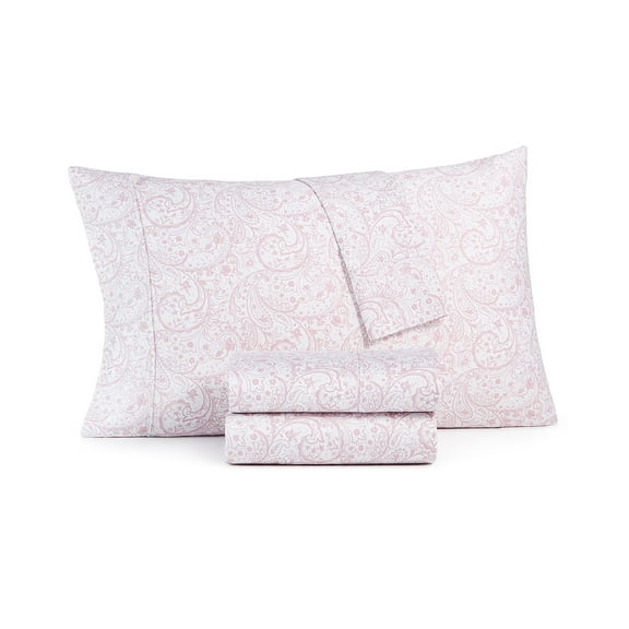 Sunham Haven Printed 350-Thread Count 4-Piece Queen Sheet Set with Fitted Sheet, Flat Sheet And Pillowcases, Dusty Rose