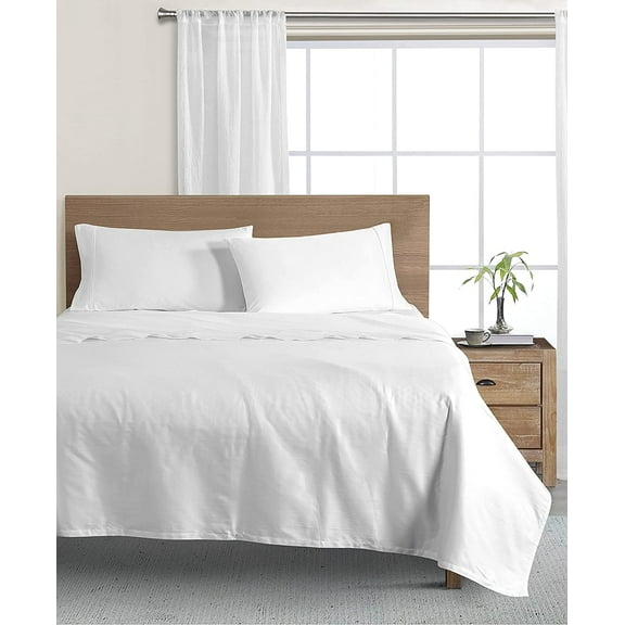 Sunham Wellbeing Oxywash White Solid 300 Thread Count Sheet Set, King