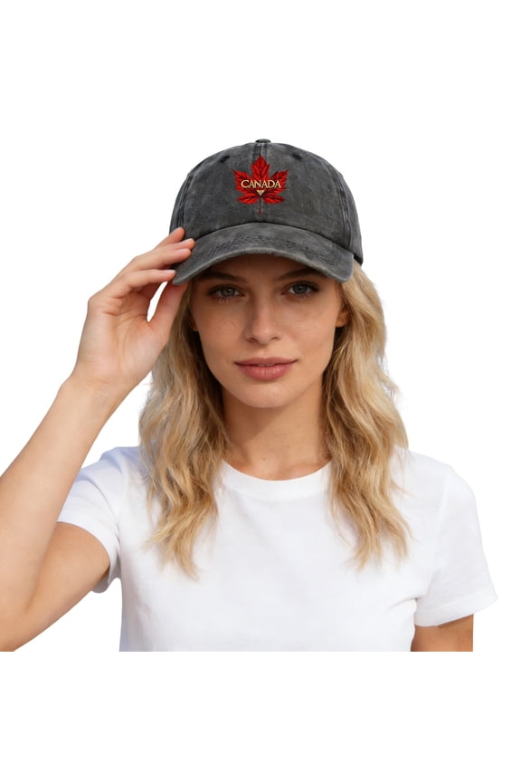 Sunhat Women Distressed Adjustable Canada Day Patriotic Print Womens Hats,Black,One Size