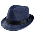 thumbnail image 1 of Sunhat Women Men Fashion Summer Casual Trendy Beach Sun Gangster Cap Straw Fedora Sun Hats Straw Cowboy Hats Straw Sun Hat for Women Mens Straw Hat Fedora Hats Roll Up Straw Panama Hat, 1 of 7