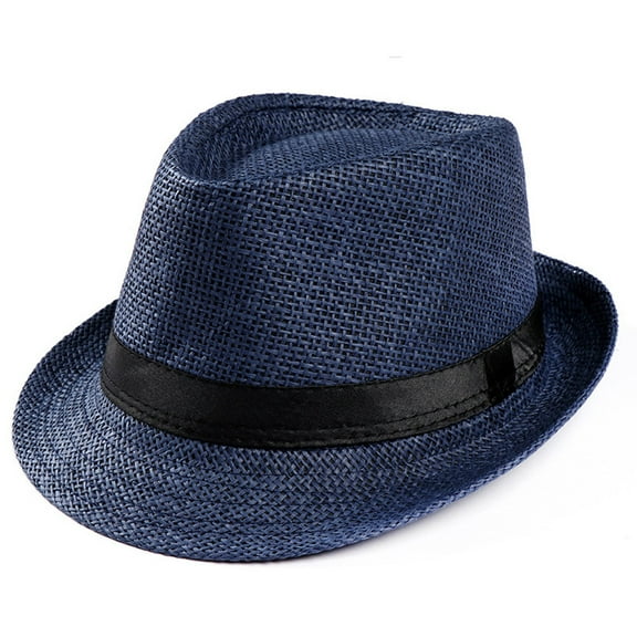 Sunhat Women Men Fashion Summer Casual Trendy Beach Sun Gangster Cap Straw Fedora Sun Hats Straw Cowboy Hats Straw Sun Hat for Women Mens Straw Hat Fedora Hats Roll Up Straw Panama Hat