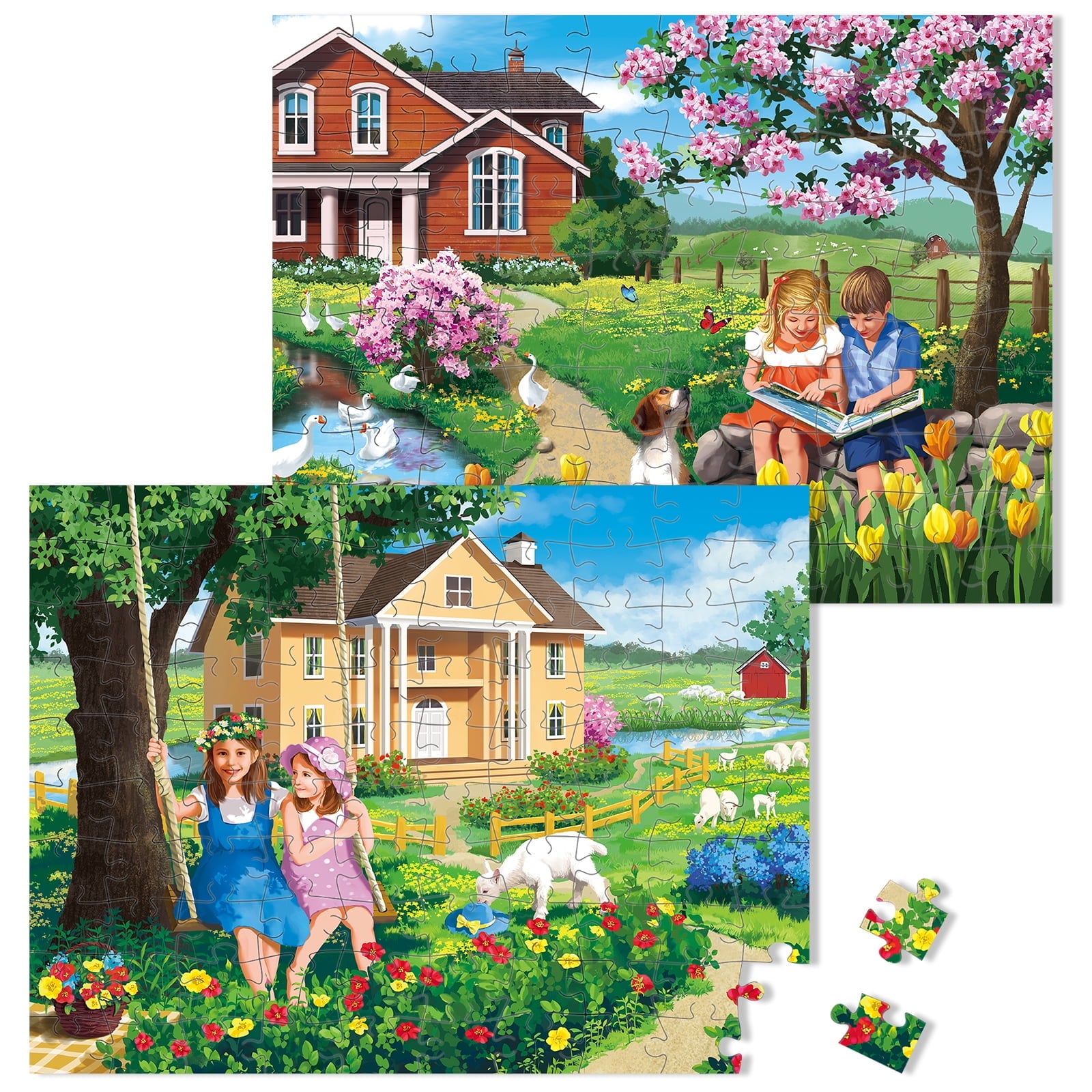 Sunhigh Dementia Puzzles for Elderly, Set of 2-100 Piece Jigsaw Puzzle, Alzheimer’s Products and Activities for Seniors (Beautiful Memories)