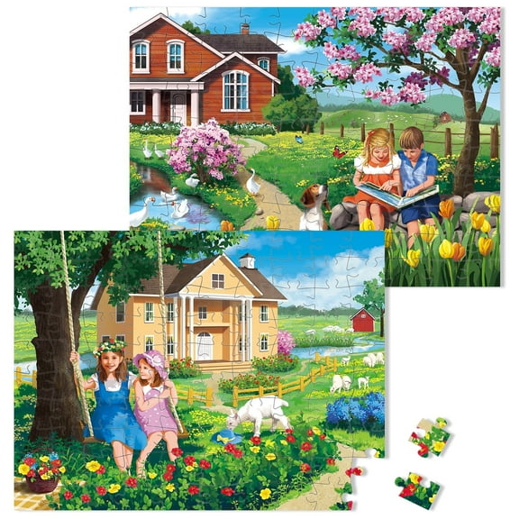 Sunhigh Dementia Puzzles for Elderly, Set of 2-100 Piece Jigsaw Puzzle, Alzheimer’s Products and Activities for Seniors (Beautiful Memories)