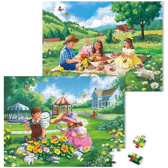 Sunhigh Dementia Puzzles for Elderly, Set of 2-100 Piece Jigsaw Puzzle, Alzheimer’s Products and Activities for Seniors Childhood Adventure Days