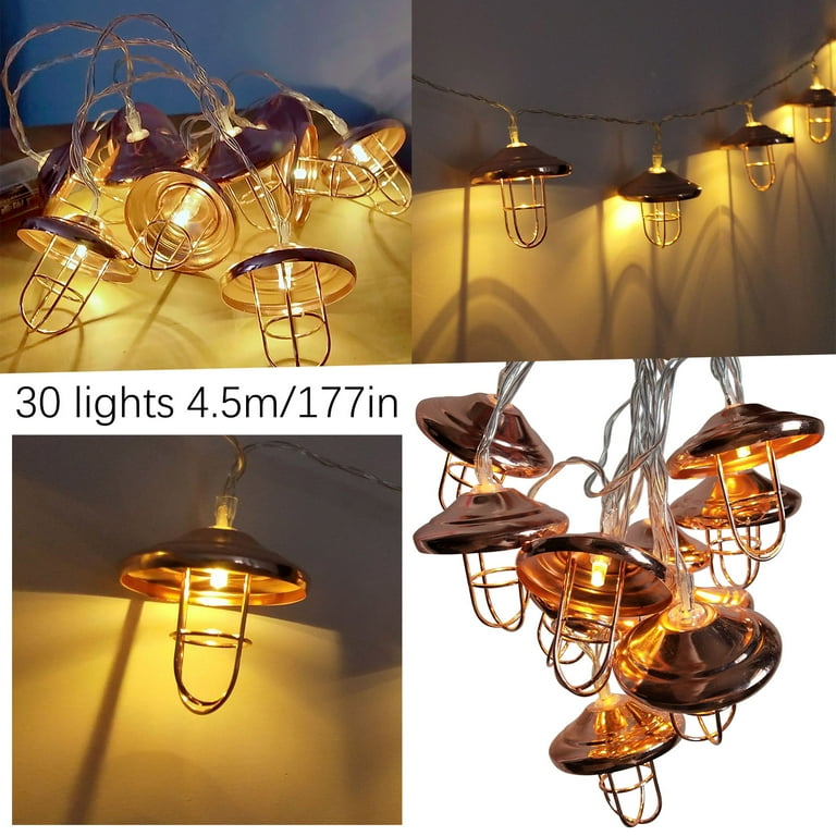 Sunhillsgrace Decoration String Light Lampshade Industrial Style Iron Rose Gold Geometric String Lights Cafe Party Decoration Patio Decoration