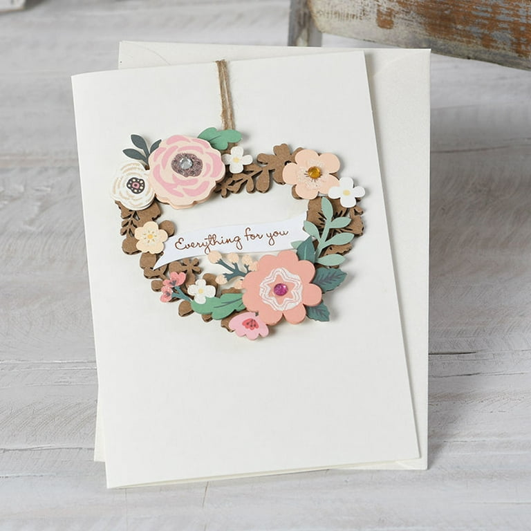 Mother's Day Greeting Card Creative Bouquet Handmade Gift Blessing Thank You Card Business Greeting Card Paper D, Size: One size, Clear