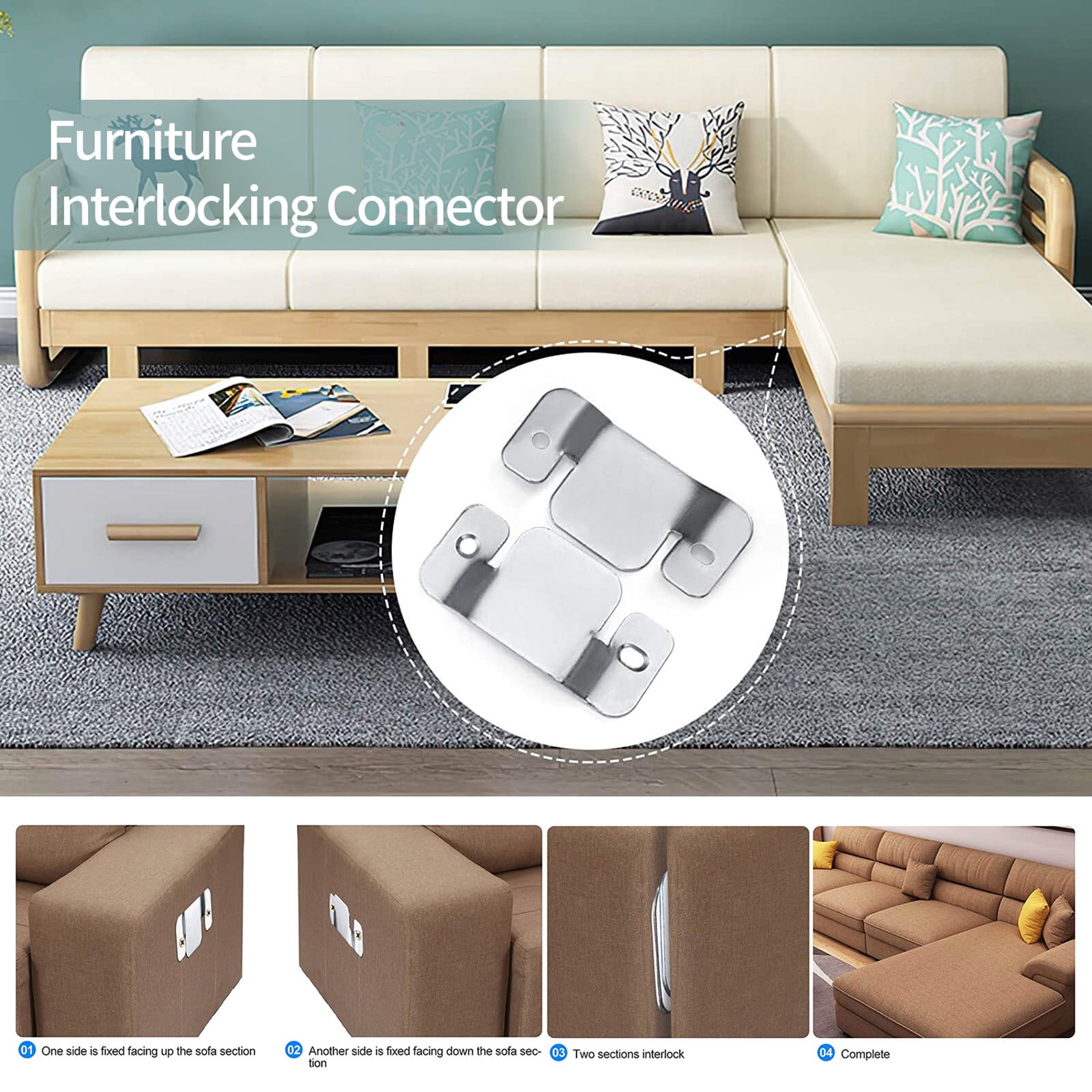 4pcs Universal Sectional Sofa Interlocking Sectional Sofa