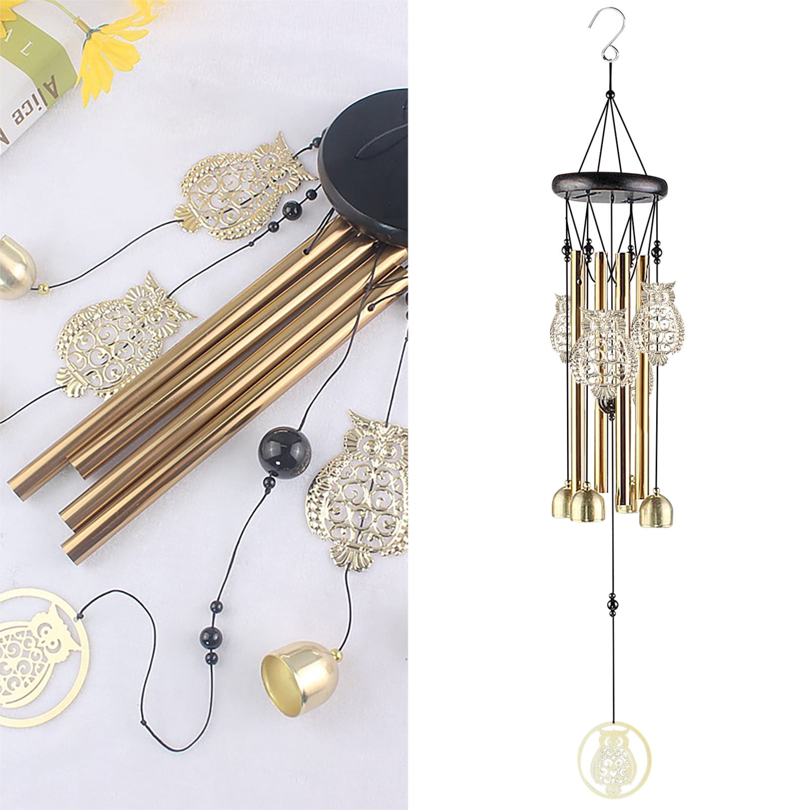 Pjtewawe Wind Chimes Hummingbird Owl Wind Chime Pendant Metal Tube Bell