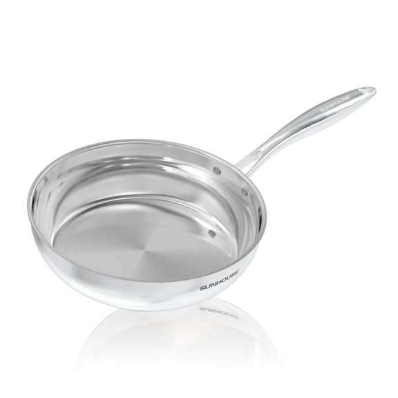 Sunhouse Premium 18/10 Stainless Steel Pan, Tri-Ply 10 inch Stainless Steel Frying Pan Skillet, Professional Cookware, PFOA-FREE Fry Pan Egg Pan Omelet Pans, Oven Safe, Induction Compatible