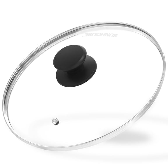 Sunhouse 12'' Tempered Glass Lid, Universal Replacement Lid for Pots and Pans, Oven and Dishwasher Safe