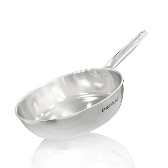 Sunhouse 18/10 11 Inch Stainless Steel Frying Pan, Whole-Clad No Coatings Skillet with Stay-cool Handle for Cooking, Durable & Oven Safe to 500°F, Dishwasher Safe, Compatible with All Cooktops