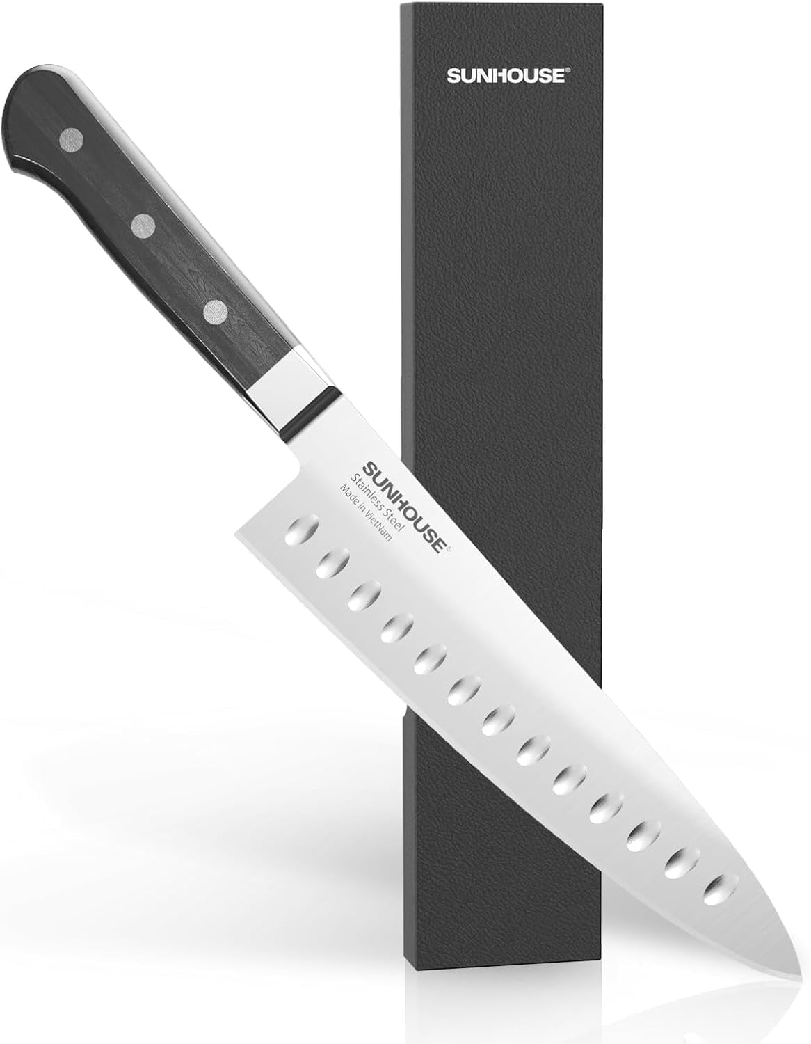 Sunhouse PREMIUM Chef Knife 7.9 inch, AUS-8 Stainless Steel Superior 62HRC Hardness, Razor Sharp Blade, Full Tang, Ergonomic Handle, Perfect Gifts for Mom or Dad, Premium Gifts Box