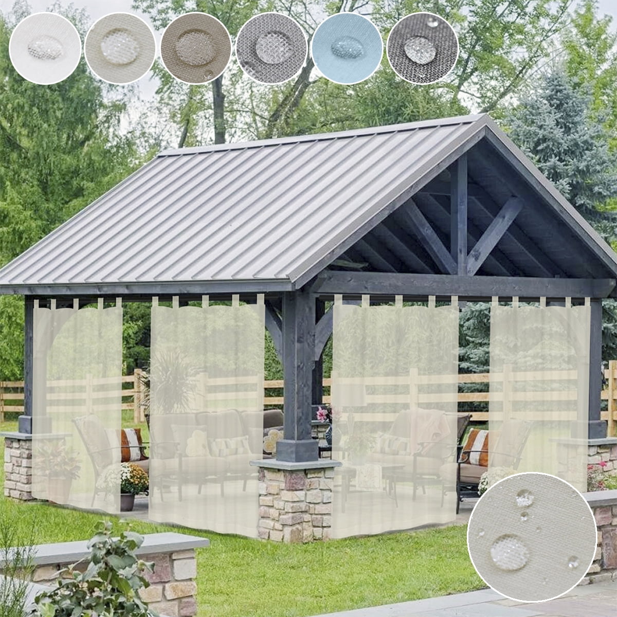 Sunicol Waterproof Transparent Patio Sheer Curtain for Outdoor Porch Yard, Divider Window Screening Gauze Home Décor for Lawn Cordless Panel Tap Top, 1 Panel