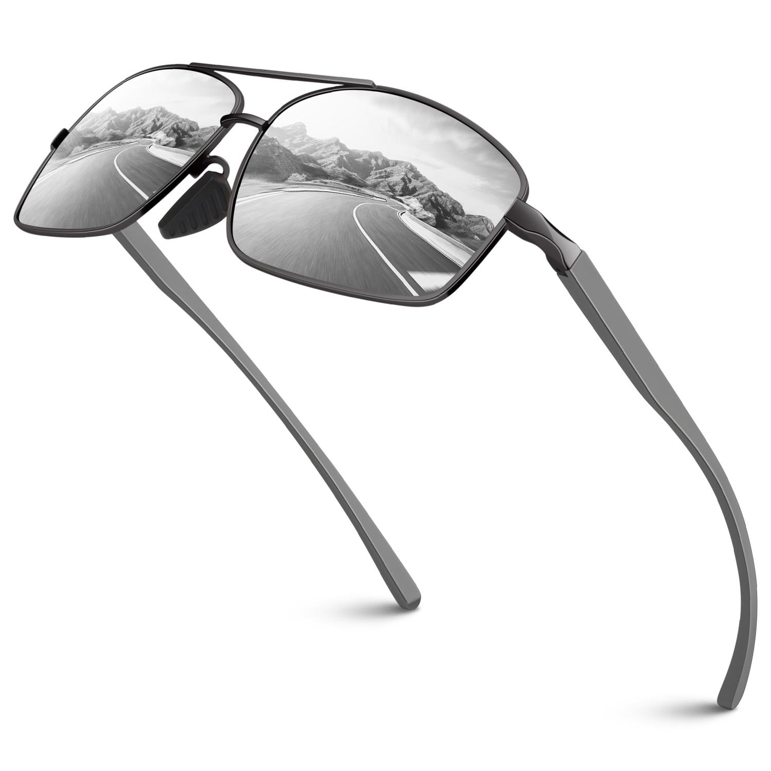 Sunier Classic Polarized Sunglasses for Men, AlMg Frame Men Shades,100