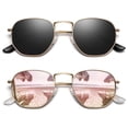 thumbnail image 1 of Sunier Hexagon Polarized Fashion Sunglasses Women Ultralight Square Polygon Metal Shades-2 Pairs, 1 of 9
