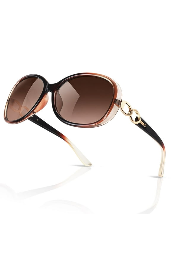 Oversized Polarized Brown Sunglasses for Women Butterfly Shades for Driving
