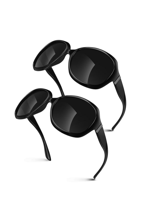 Oversized Polarized Sunglasses for Women Trendy Butterfly Shades UV Protection-2 Pack