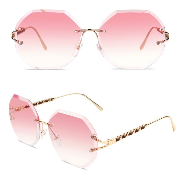 Sunier Oversized Rimless Sunglasses for Women Fashion Gradient Ladies Shades