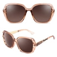 thumbnail image 1 of Sunier Polarized Square Oversized Brown Sunglasses for Womenwith Sparkly Rhinestone, 1 of 8