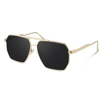 Sunier Polarized Sunglasses Women Men Trendy Oversized Polygon Retro Metal Frame