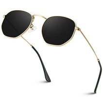 Sunier Polarized Sunglasses Women Men Ultralight Hexagon Gold Metal Shades