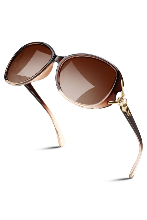 Retro Oversized Butterfly Polarized Gradient Brown Women Sunglasses Elegant Ladies Shades