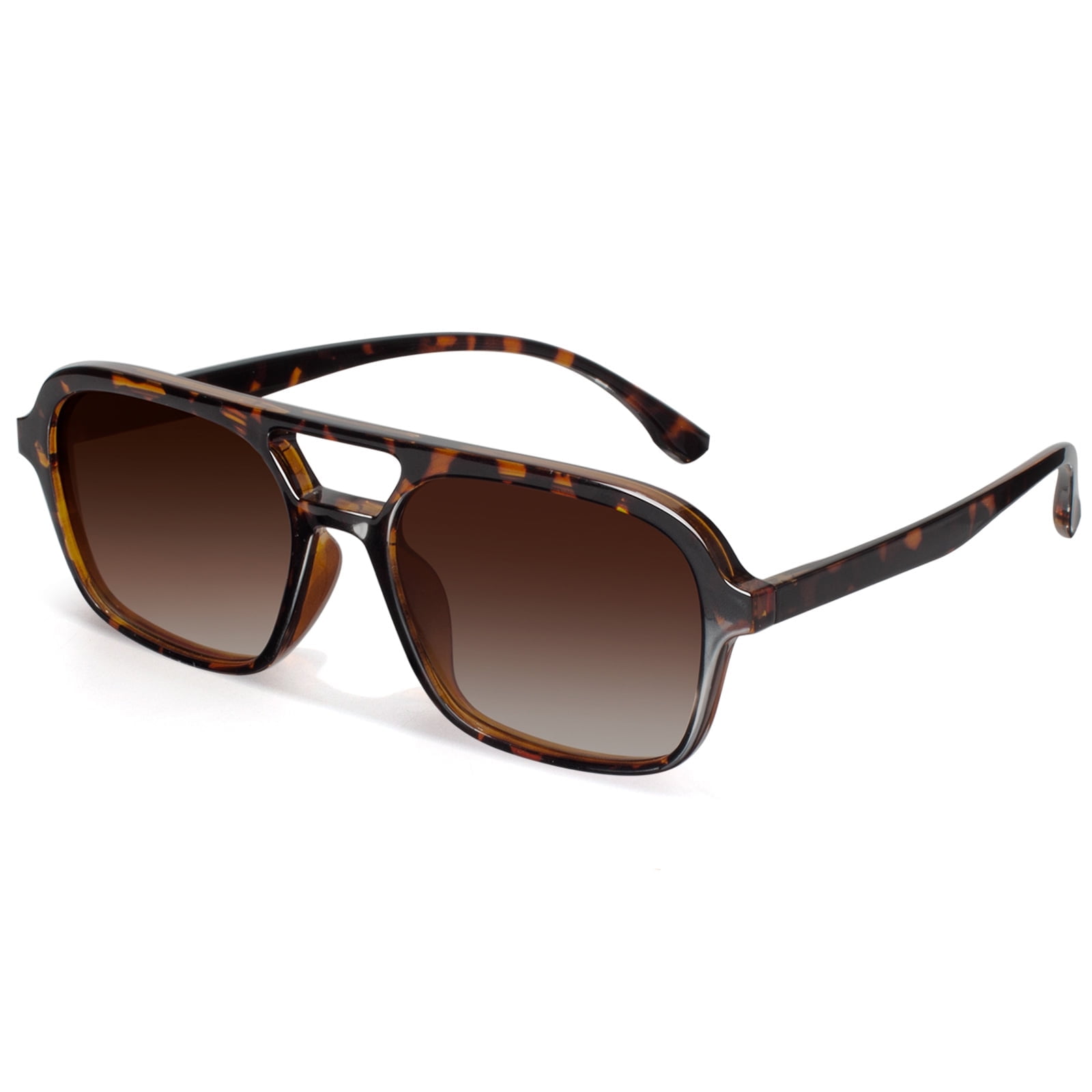 Pilot Sunglasses Retro - Double Bridge Square Aviator Shades 