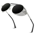 thumbnail image 1 of Sunier Retro Round Polarized Steampunk Sunglasses Men Women Shield Goggles Shades, 1 of 11